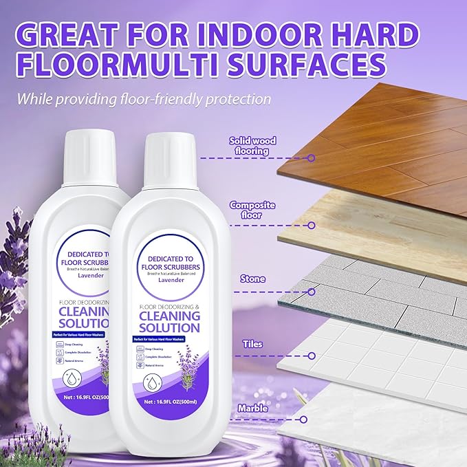 Multi-Surface Floor Cleaning Solution Compatible with Tineco iFLOOR 2/3/5 & FLOOR ONE S3/S5/S6/S7 PRO, Low Foam Floor Cleaner for All Cordless Wet/Dry Vacuum & Robot Vacuums Mop (2 Bottle, Lavender)