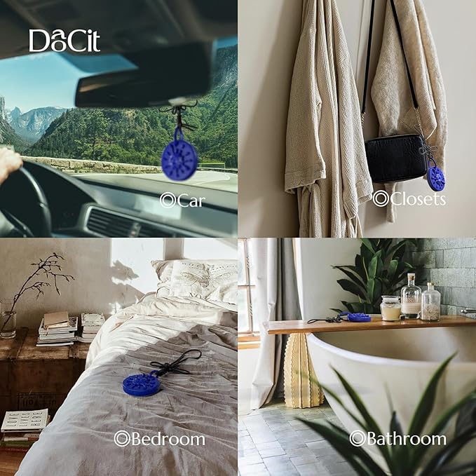 Car Air Freshener Hanging, Car Fresheners Long Lasting for Men & Women, Refillable Essential Oil Diffuser with 7 Beads + 14 Refills, 40-50 Days Scent for Home, Office, Bathroom - Ocean