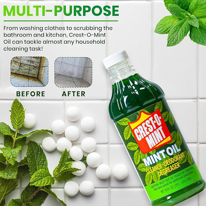 Crest-O-Mint Oil Multipurpose Cleaner & Degreaser, Simple All-Purpose Household Cleaner & Deodorizer, Natural Wintergreen Mint Scent, Made in USA (2, 128 fl oz)