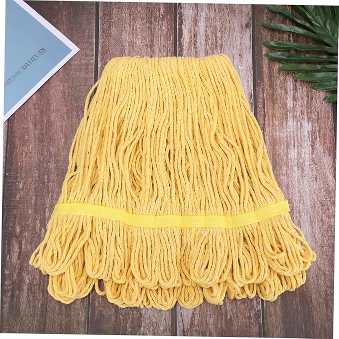 POPETPOP 1pc Cotton Mop Cloth Replacement Head Water Absorption Cleaning Accessory for Home Use High Density Mop Cloth for Various Surfaces Yellow