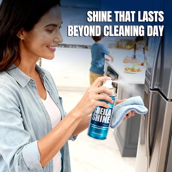 Sheila Shine 3oz Stainless Steel Cleaner and Polish - Cleans, Polishes & Protects Kitchen Appliances, Refrigerators, Sinks, Ovens & Grills - Residue, Streak Free Shine - Stainless Steel Cleaner Spray