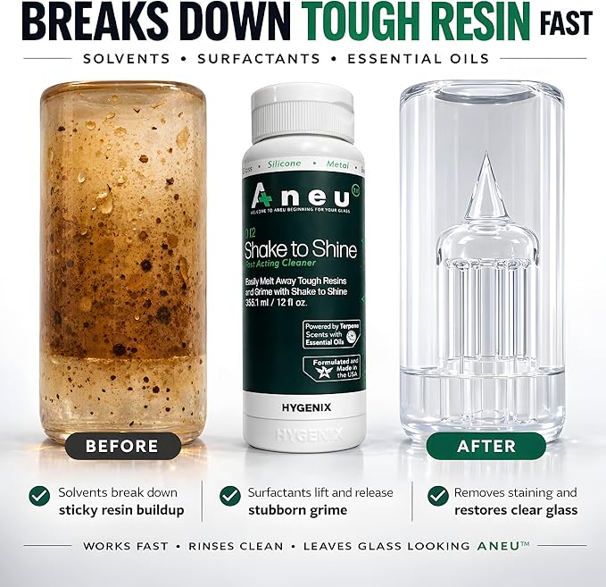 Aneu Shake to Shine (1 Pack) – Fast-Acting Cleaner | Shake Away Tough Resins & Grime | Cleans Glass, Silicone, Metal, & Borosilicate | 12oz - 1 Pack
