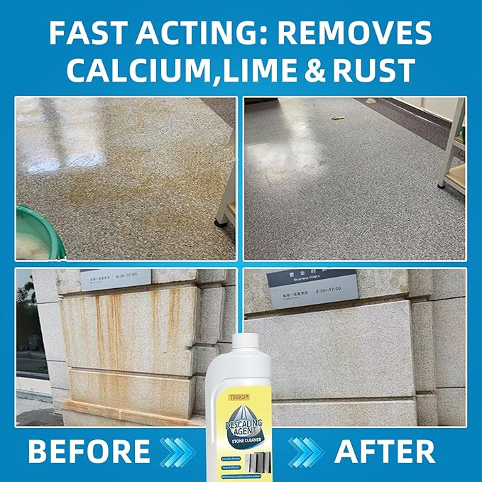 500ml Heavy-Duty Marble & Granite Cleaner –Yellowing & Limescale Remover for Tile, Concrete & Natural Stone – Restores Shine for Bathroom, Kitchen, Patio & Outdoor Stone Surfaces