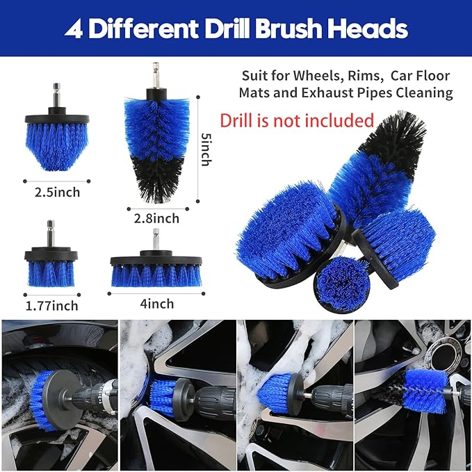 38Pcs Car Detailing Kit, Car Detailing Brush Set, Car Wash Cleaning Kit, Car Detailing Brushes, Professional Car Care Kit for Interior Exterior Wheels, Blue