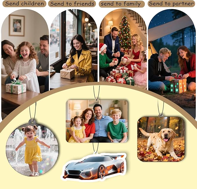 10-1000Pcs Custom Logo Car Air Fresheners Bulk, Custom Air Fresheners with Picture Double Sided, Personalized Air Freshener for Car, Suitable for Custom Gifts for Branding Business Events (Horizontal)