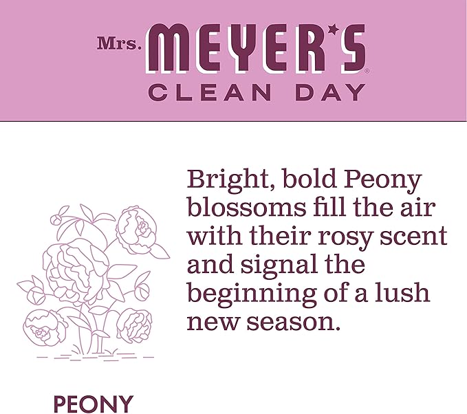 Mrs. MEYER'S Kitchen Set, Dish Soap, Hand Soap, and Multi-Surface Cleaner, 3 CT (Peony)