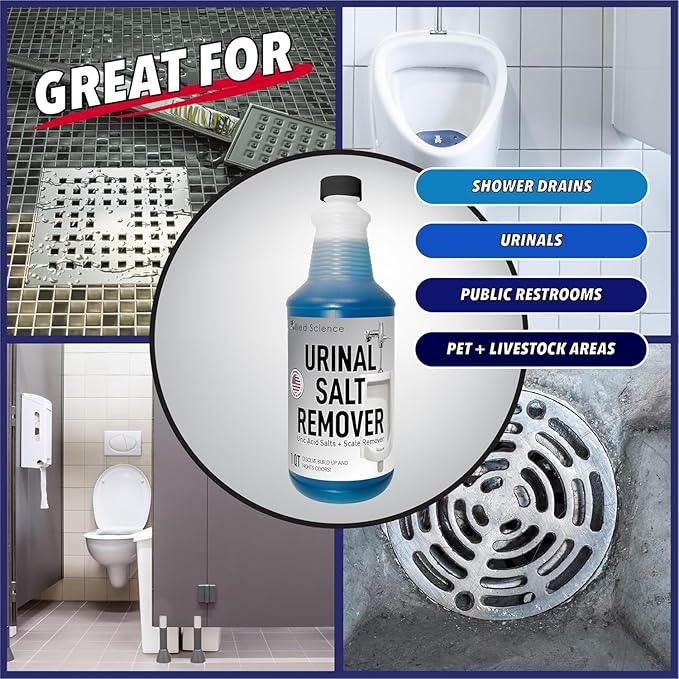 Urinal Salt, Calcium and Mineral Scale Remover - Eliminates Urine Odor, Destroys Uric Acid Salt, Deposit Buildup