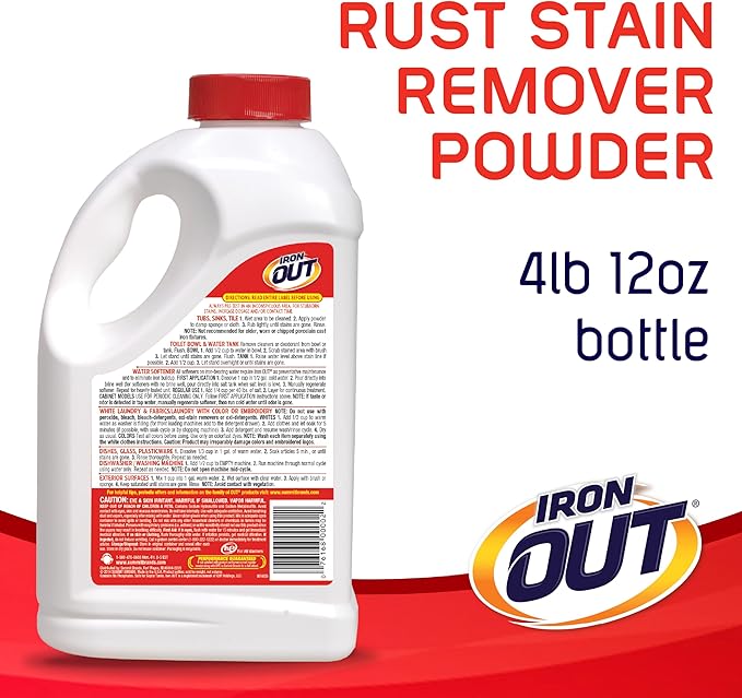 Iron OUT Rust Stain Remover Powder, Remove Rust Stains In Bathrooms, Kitchens, Appliances, Laundry, And Outdoors, 4.75 Pound Bottle