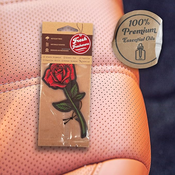Fresh Fresheners Cute Funny Car Air Fresheners Scented With Premium Oils 4-pack (Rose)