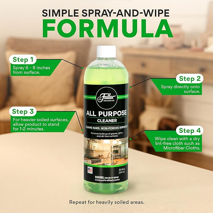 Fuller All Purpose Cleaner – Multi-Surface Degreaser for Kitchen, Bathroom, Countertops, Appliances, & More – Tough on Grease, Safe on Sealed Stone & Stainless Steel – 24 Oz (Refill Bottle)