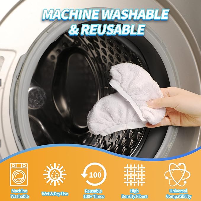 Reusable Microfiber Steam Cloth Covers, 10 Pack Cotton-Like Cleaning Pads for Handheld Steam Cleaners, Washable & Scratch-Safe, Compatible with Bissell Steam Shot, McCulloch, PurSteam & Wagner