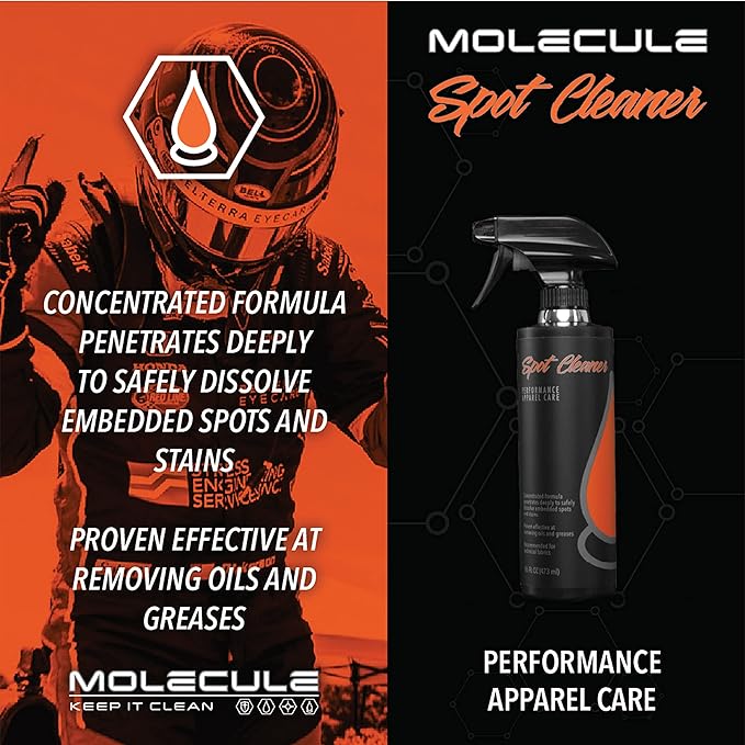Molecule Wash Kit | Performance Apparel Care | 16 Ounce Wash & Spot Cleaner | Removes Tough Stains & Spots from Racing Suits & Technical Fabrics | 16 Ounce (1 Kit)