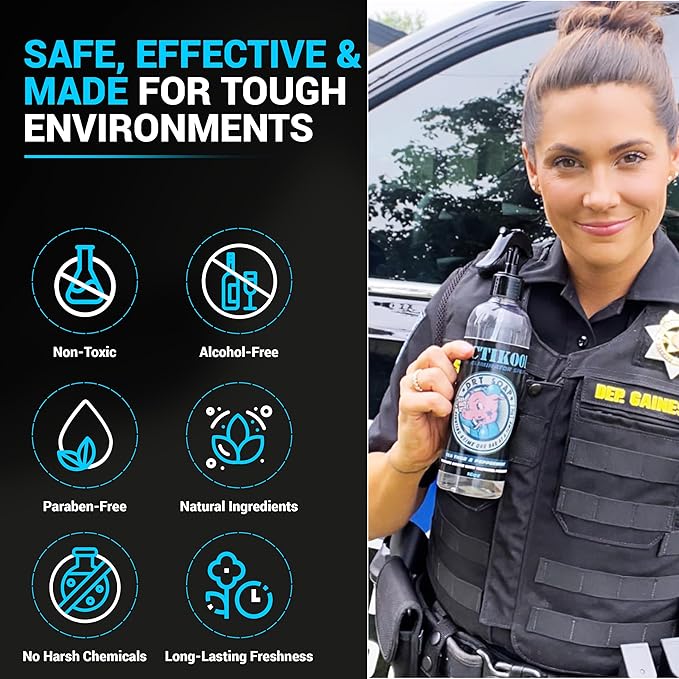 Odor Eliminator for Law Enforcement Gear (Combo Pack of 3 (16oz & 2oz Travel Bottle))