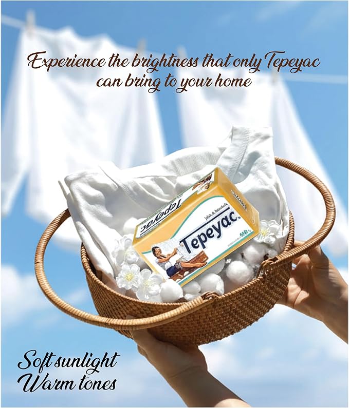 Tepeyac Biodegradable Yellow Laundry Bar and Tough Stain Remover, For all Fabric Types - Fresh Scent 400 g