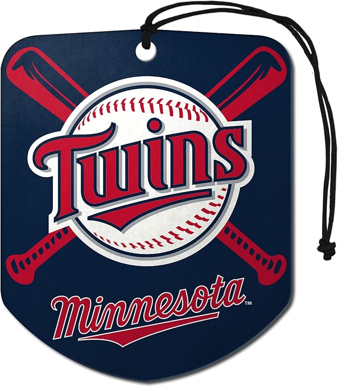 FANMATS 63168 MLB Minnesota Twins Hanging Car Air Freshener, 2 Pack, Black Ice Scent, Odor Eliminator, Shield Design with Team Logo