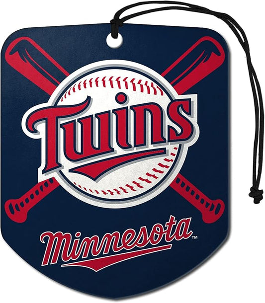 FANMATS 63168 MLB Minnesota Twins Hanging Car Air Freshener, 2 Pack, Black Ice Scent, Odor Eliminator, Shield Design with Team Logo
