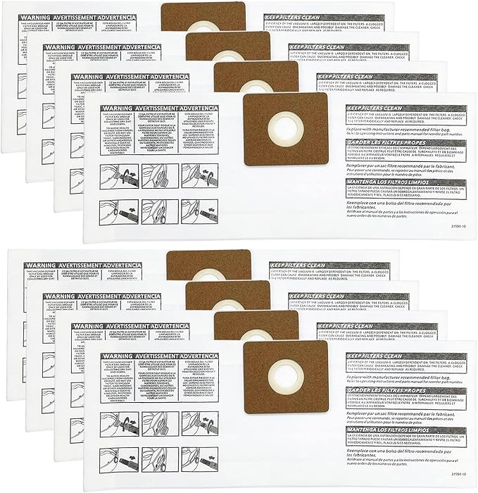 8 Pack 90668 Type B Filter Bags Compatible with Shop Vac 2-2.5 Gallon Wet/Dry Vacuum, All Around QAM70, Part# 90668/549712 9066833