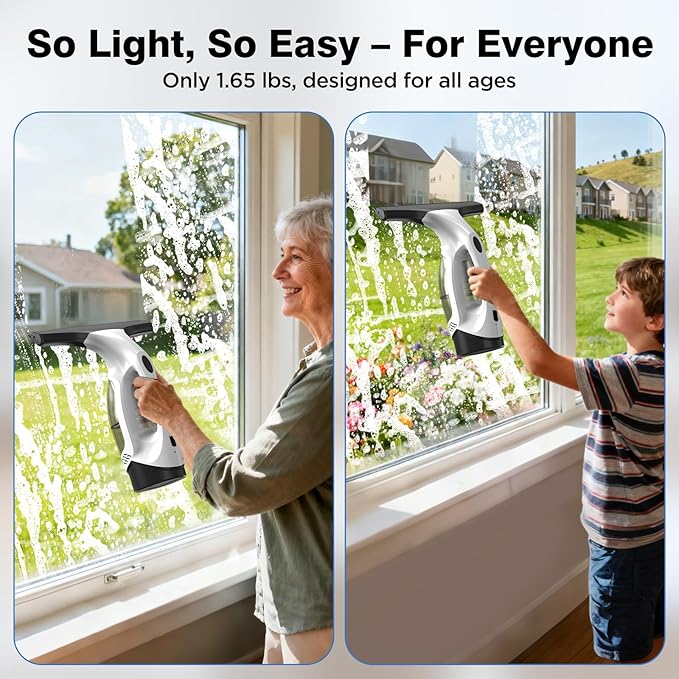Window Vacuum Squeegee Cordless, Electric Window Cleaner Tool with & Water Collection Tank, Cleaning Kit Shower Squeegee for Glass Doors, Windows, Mirrors, Car