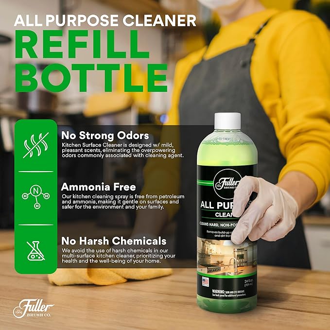 Fuller All Purpose Cleaner – Multi-Surface Degreaser for Kitchen, Bathroom, Countertops, Appliances, & More – Tough on Grease, Safe on Sealed Stone & Stainless Steel – 24 Oz (Refill Bottle)