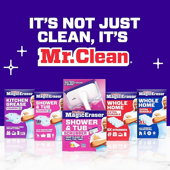 Mr. Clean Magic Eraser Sponge, All Purpose Cleaner, Long Lasting Cleaning Scrubber, Wall, Sneaker, Oven, Kitchen, Bathroom Cleaner, Shower Cleaning Supplies, Whole Home Extra Durable XL, 6ct