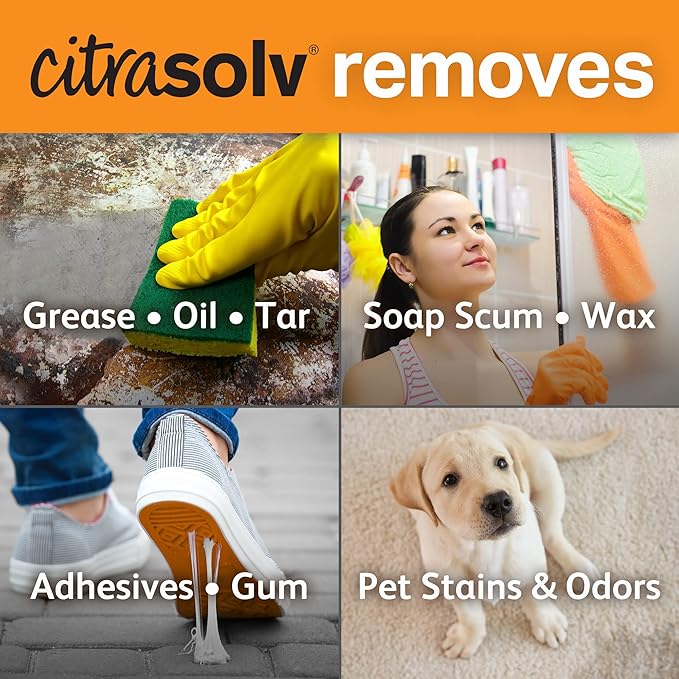 Citra Solv Concentrated Household Cleaner & Degreaser - Valencia Orange Scent - 8 Fl Oz, Safe, Effective, and Versatile Cleaning Solution, Natural Ingredients Non Toxic, Biodegradable, Made in USA