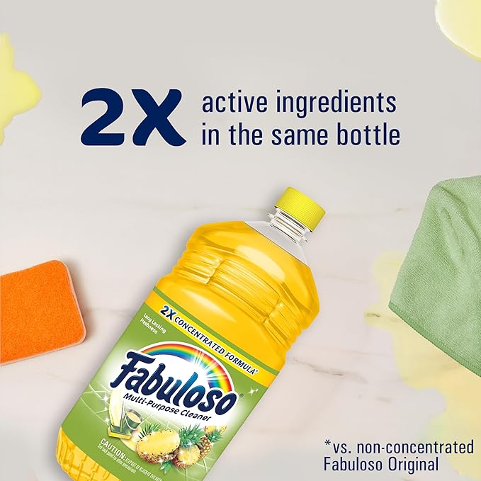 Fabuloso Multi-Purpose Cleaner, 2X Concentrated Formula, Floor Cleaner, Pineapple Scent, 56 fl oz