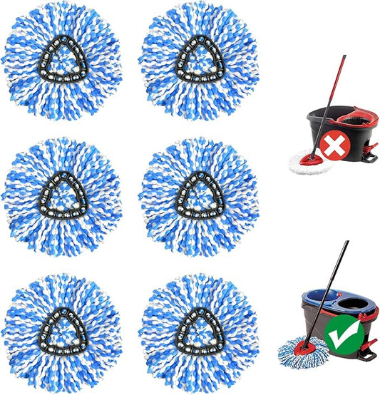 6 Pack Mop Replace Head, Mop Head Replacement, Microfiber, Machine Washable, Easy to Replace and Deep Cleaning, 313