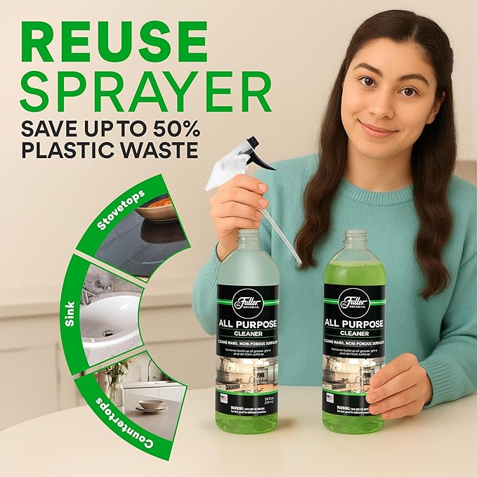 Fuller All Purpose Cleaner – Multi-Surface Degreaser for Kitchen, Bathroom, Countertops, Appliances, & More – Tough on Grease, Safe on Sealed Stone & Stainless Steel – 24 Oz (Refill Bottle)