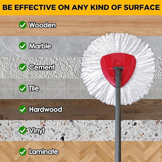 Mop Head Replacement for Ocedar, Spin Mophead Replacements, Compatible with Cedar Easywring 1-Tank System, Microfiber 6 Pack 360 Degree Swivel Mop Refills, Machine Washable and Easy to Replace