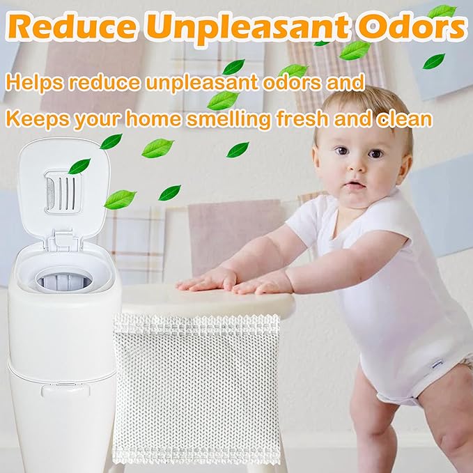 12 Pack Odor Removing Refills for Playtex Diaper Genie Complete and Expressions Pail, Diaper Pail Odor Absorber Carbon Filter Refills for Diaper Genie Systems