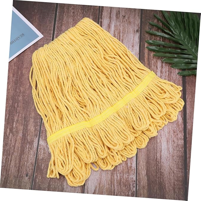 POPETPOP 1pc Cotton Mop Cloth Replacement Head Water Absorption Cleaning Accessory for Home Use High Density Mop Cloth for Various Surfaces Yellow