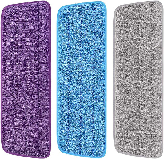 3 Pack 16.5 inch Reusable Mop Pads Microfiber Spray Mop Replacement Heads for Wet/Dry Mops Compatible with Bona Floor Care System (Multicolor )