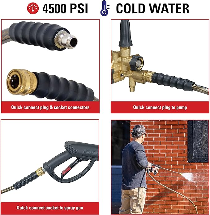 Simpson Cleaning 41113 Monster Series 4500 PSI Pressure Washer Hose, Cold Water Use, 3/8 Inch Inner Diameter, 25-Foot, Feet, Brown