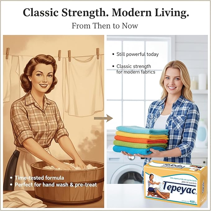 Tepeyac Biodegradable Yellow Laundry Bar and Tough Stain Remover, For all Fabric Types - Fresh Scent 400 g