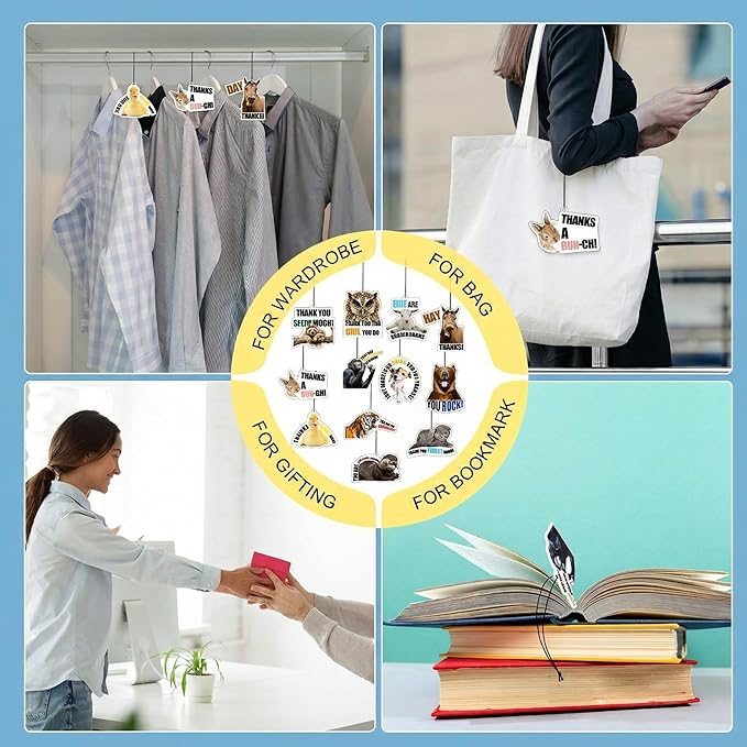 12 Pcs Employee Appreciation Gift Bulk Funny Air Freshener Car Scented Thank You Hanging Decor Inspirational Team Thank You Gift for Volunteer Staffs Coworkers Nurse
