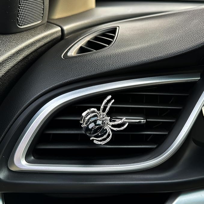 Spider Air Vent Clip,Gothic Car Air Freshener,Black Car Decor for Teens Women,Refillable Essential Oils and Perfume Diffuser