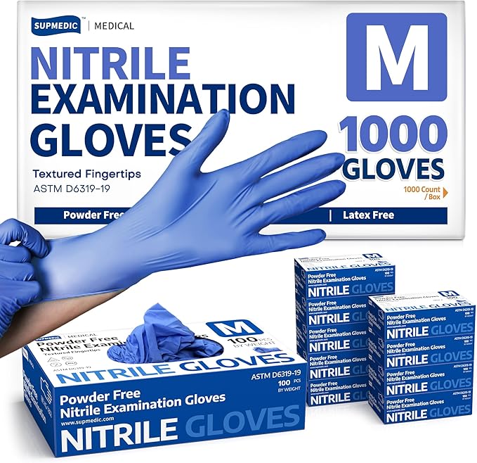 Medical Soft Max™ Nitrile Exam Gloves, Powder-Free Latex-Free Food Safe Clean Disposable Glove Blue Iris 100/1000 Ct
