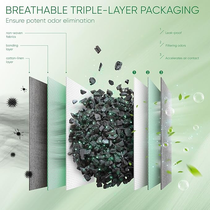 14 Packs Activated Charcoal Odor Absorber for Shoes and Home