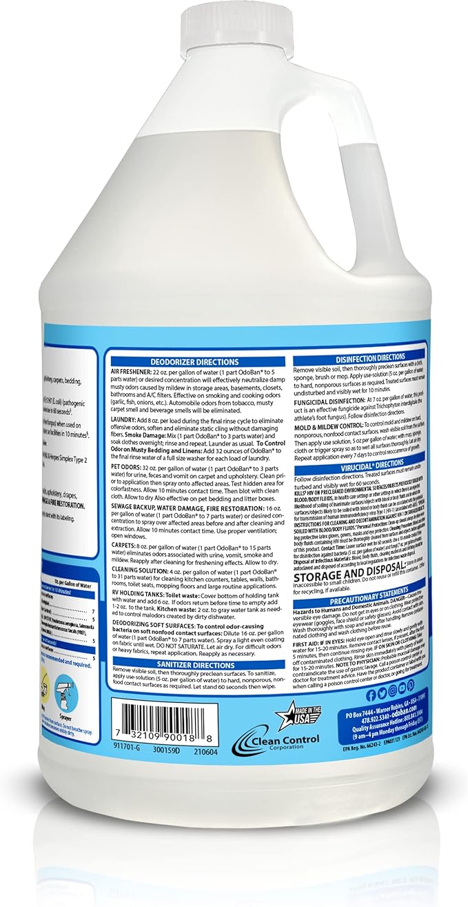 OdoBan Disinfectant Concentrate and Odor Eliminator, 2 Gallons, Fresh Linen Scent & Pet Solutions Neutral pH Floor Cleaner Concentrate, 1 Gallon, and Oxy Stain Remover, 32 Ounce Spray