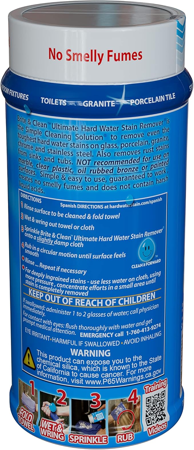 Brite & Clean® (Bright & Clean) Ultimate Hard Water Stain Remover® for Glass, Shower Doors & Windows – Removes Mineral Deposits from Granite, Porcelain, Tile, Stainless Steel & Chrome