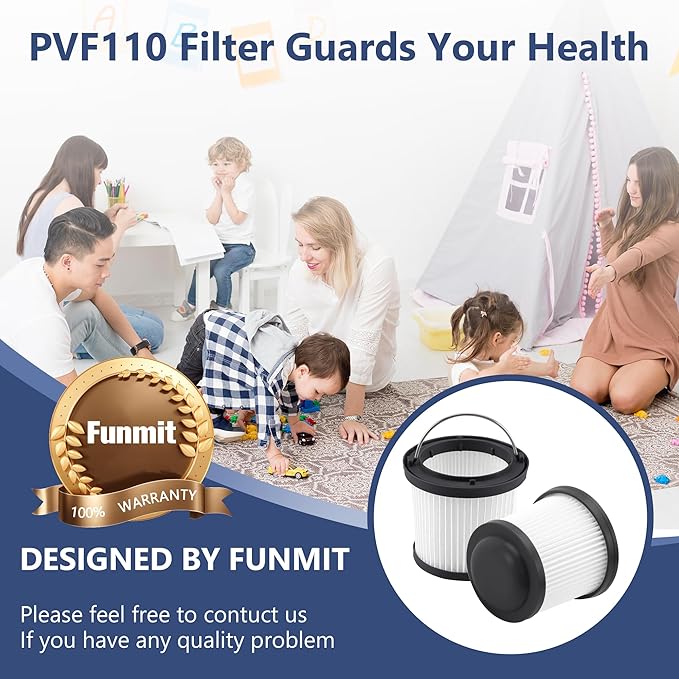 PVF110 Filter Replacement for Black and Decker Handheld Pivot Vacuums PHV1810, PHV1210, PHV1410, BDH2000PL, BDH2020FLFH, BDH1620FLFH, Part # 90552433, Washable Hand Vac Filters, 6 Pack