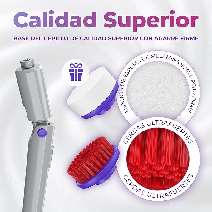 SYNOSHI PRO Electric Spin Scrubber, Cordless Cleaning Brush Bathroom Scrubber. Waterproof Shower Cleaner Brush with Adjustable Angles, 2 Speed, 180Min Work Time for Floor, Bathtub, Kitchen, Car, Tub