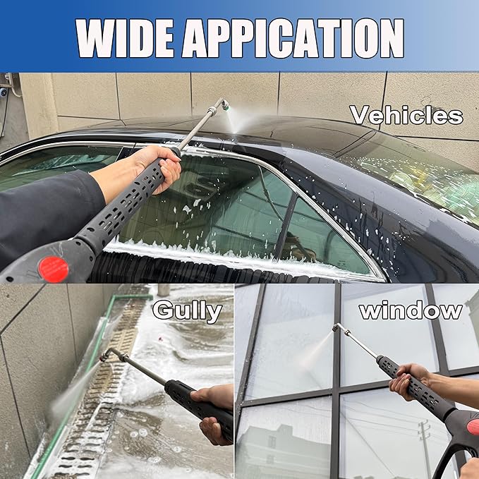 M MINGLE Replacement Pressure Washer Gun with Extension Wand, 30 Degree Curved Rod, M22 15mm or M22 14mm Fitting, 5 Nozzle Tips, 4000 PSI
