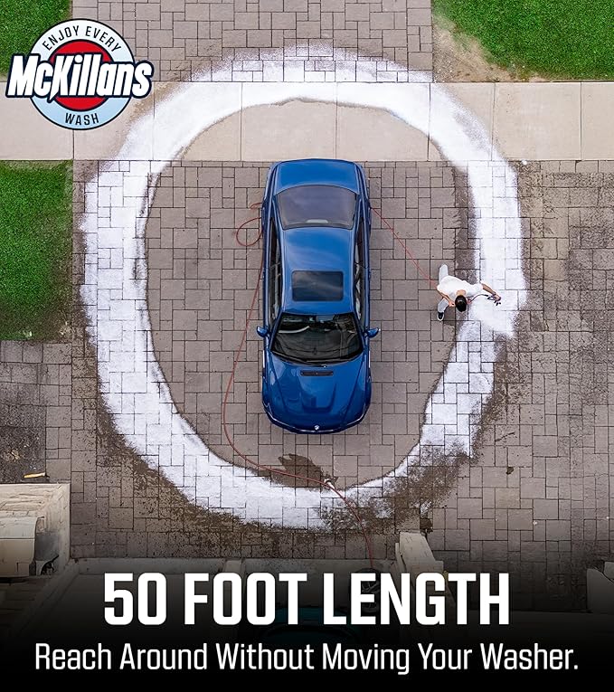 McKillans® QC Installed Pressure Washer Hose 50 ft - Flexible & Kink-resistant - Steel-Braided & Durable- 3/8" QC Pre-Installed Stainless Steel - Power Washer Hose - High Pressure 1/4" Inner Diameter