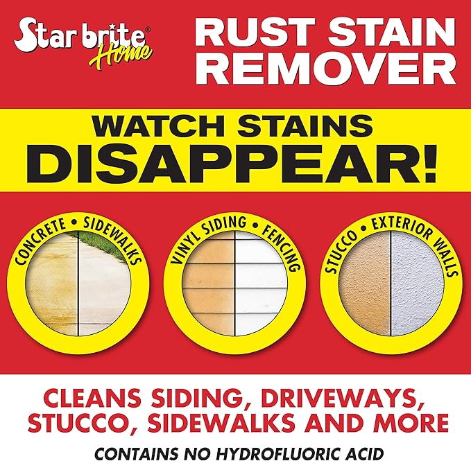 STAR BRITE Rust Stain Remover – Ready-to-Use Formula for Hard Water & Rust Stains on Siding, Concrete, Driveways & More - 128 OZ Gallon (050201)