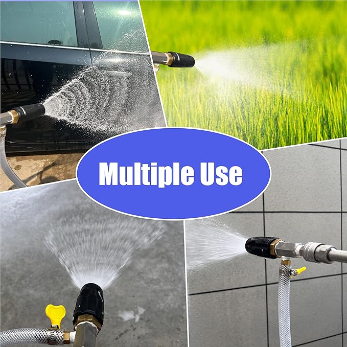 JOEJET Downstream Injector for Pressure Washer, Adjustable Chemical Injector Kit, Variable Power Washer Long Range Nozzle External Injection, 1/4 Inch Quick Connect