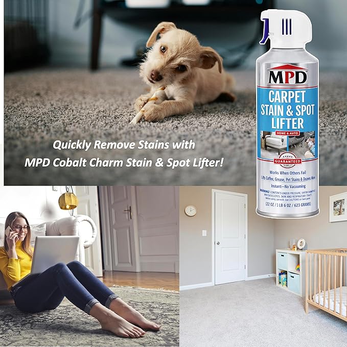 MPD Cobalt Charm Carpet Stain & Spot Lifter – 22 oz Aerosol | Instant Stain Removal for Oil, Water-Based Stains, Grease, Coffee, Wine, Blood, Urine & More (2 Pack)