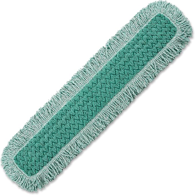 Rubbermaid Commercial Products HYGEN 36 inch Microfiber Dust Pad with Fringe, Green, For Janitorial/Professional Cleaners and Heavy-Duty industrial Cleaning/Dusting/Sweeping