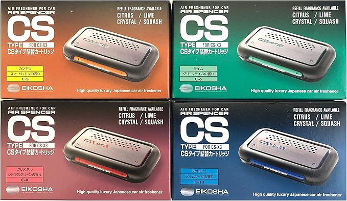 Air Spencer CS-X3 Air Freshener Refill Cartridge, 4-Pack Bundle (4 Different Scents)
