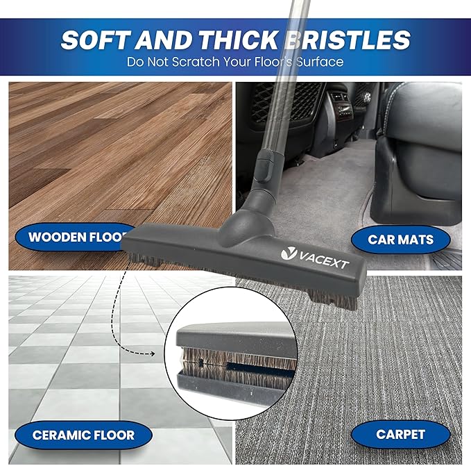 For Miele Vacuum Cleaner Attachments for Carpet, Tile Hard Floors, Dryer Vent, Corner, Car Detailing -Horsehair Hardwood Floor Brush, Flexible Crevice Tool & More Compatible with Miele C1 C2 C3